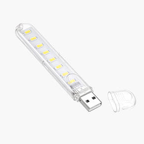 Мініатюрна світлодіодна лампа брелок біле світло на 16 діодів живлення від USB, двостороння (LUX), фото 3