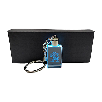 Led брелок кристал Peugeot, прямокутний