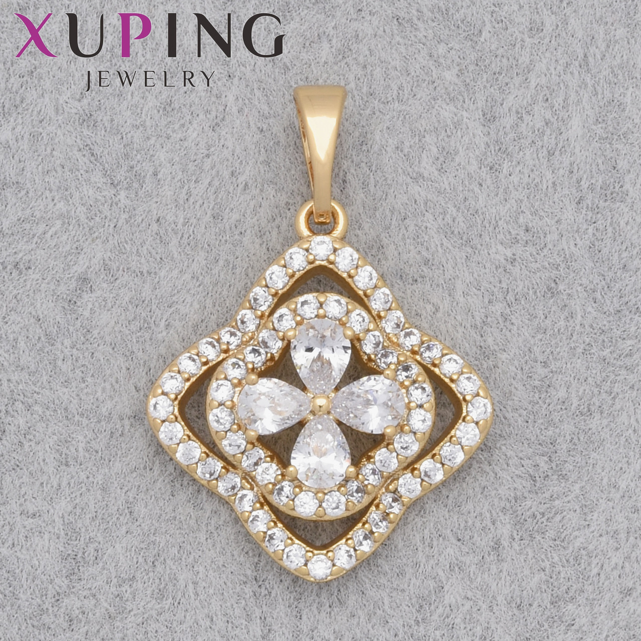 Кулон женский Xuping Jewelry медицинское золото цветочек с хрустальными стразами размер изделия 20х17 мм