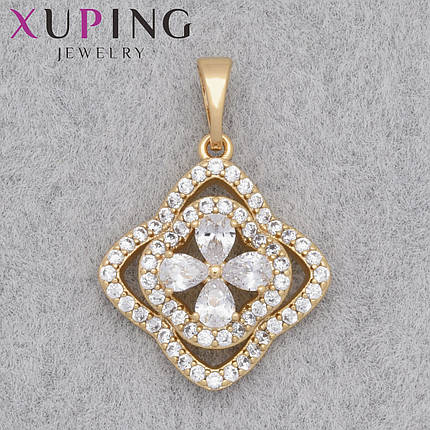Кулон женский Xuping Jewelry медицинское золото цветочек с хрустальными стразами размер изделия 20х17 мм, фото 1