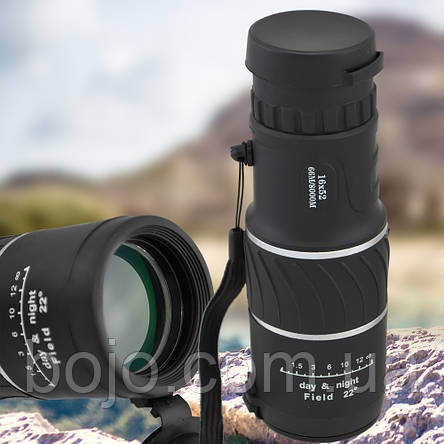 Потужний монокуляр Waterproof 16x52 з подвійним фокусуванням + чохол, Чорний (B), фото 1