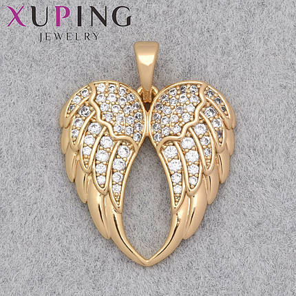 Кулон женский Xuping Jewelry медицинское золото крылья сердце с белыми камушками размер изделия 20х20 мм, фото 1