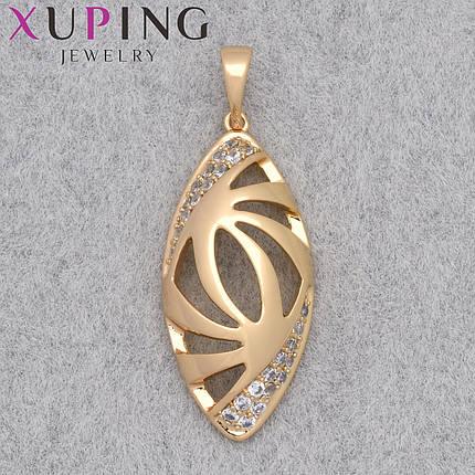 Кулон женский Xuping Jewelry медицинское золото с узорами и белыми кристаллами размер изделия 27х12 мм, фото 1