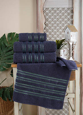 Рушники махрові Туреччина Gulcan Simli Navy Blue 100% хлопок