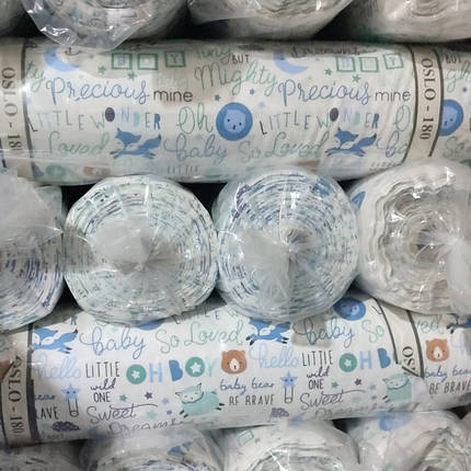 Дитяча 100% бавовняна тканина 180 см для постільної білизни Фланель (байка) принт із написами та тваринами, у рулоні 40 м, фото 1