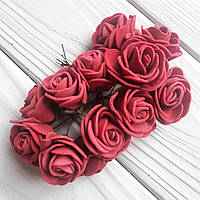 Троянди з латексу бордові d 3.5 см набір 12 шт.