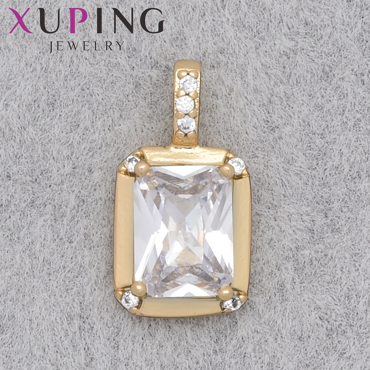 Кулон женский Xuping Jewelry медицинское золото с переливающимся белым кристаллом изделия 15х8 мм