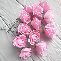 Троянди з латексу рожеві d 3.5 см набір 12 шт.