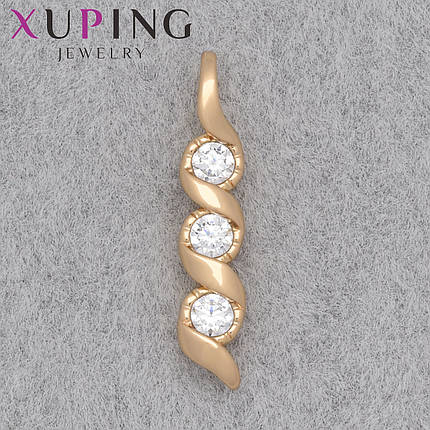 Кулон женский Xuping Jewelry медицинское золото трубочка с белыми хрустальными камушками изделия 23х4 мм, фото 1