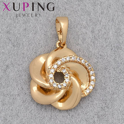 Кулон женский Xuping Jewelry медицинское золото 18К цветочек с белыми стразами размер изделия 15х15 мм, фото 1