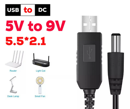 Кабель DC-USB 9V для роутера від повербанка
