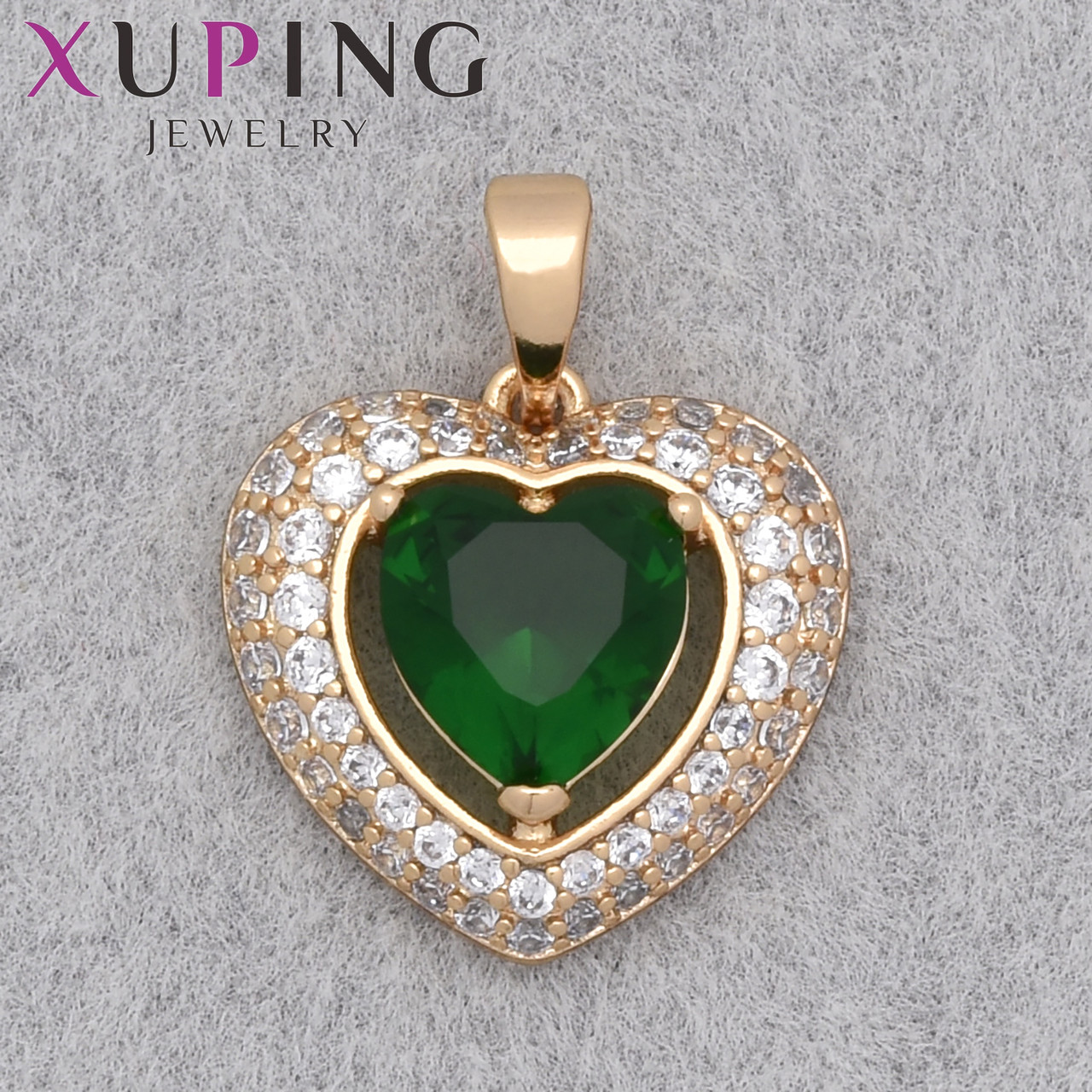 Кулон женский Xuping Jewelry медицинское золото 18К сердечко с разноцветными стразами размер изделия 15х15 мм