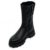 Черевики чорні жіночі із замком шкіряні на вовні MIDA 240459(16ш) розмір 36, фото 8