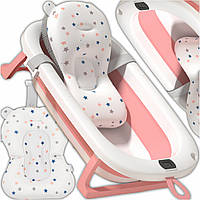 Дитяча ванночка для купання новонароджених з термометром та подушкою Рожева