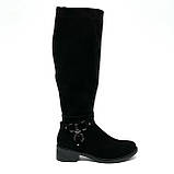 Сапожки ботфорти чорні жіночі із замком замшеві на вовні Olevit Виола-м розмір 36, фото 4