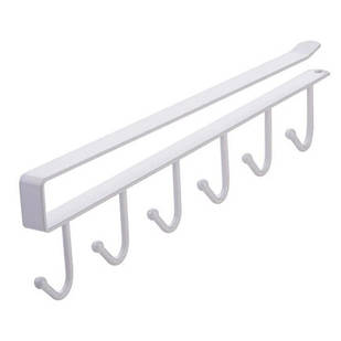 Вішалка підвісна на полицю для посуду одягу, 6 гачків, метал, біла Без бренда