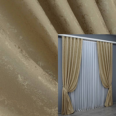 Комплект штор (2шт. 1,5х2,9м.) жакард, колекція "Мармур Al1". Колір темно бежевий. Код 438ш 30-178