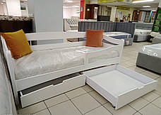 Ліжко дерев'яне з шухлядами 80*190 Афіна/ AFINA бук білий колір, фото 4