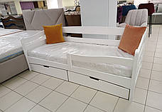 Ліжко дерев'яне з шухлядами 80*190 Афіна/ AFINA бук білий колір, фото 3