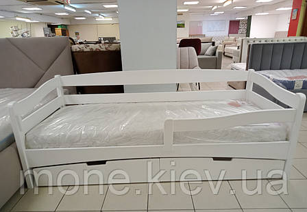 Ліжко дерев'яне з шухлядами 80*190 Афіна/ AFINA бук білий колір, фото 1