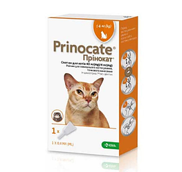 KRKA Prinocate (Принокат) - Протипаразитарні Краплі спот-он від бліх, кліщів та гельмінтів для котів до 4.0 кг