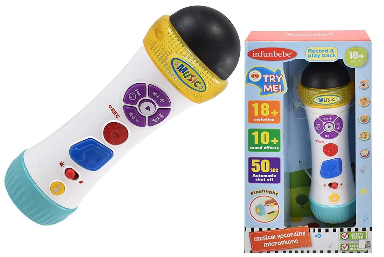 Мікрофон дитячий Infunbebe (19,5см, музика, світло, регулятор гучності, ліхтар, запис, на батарейках) LS7810