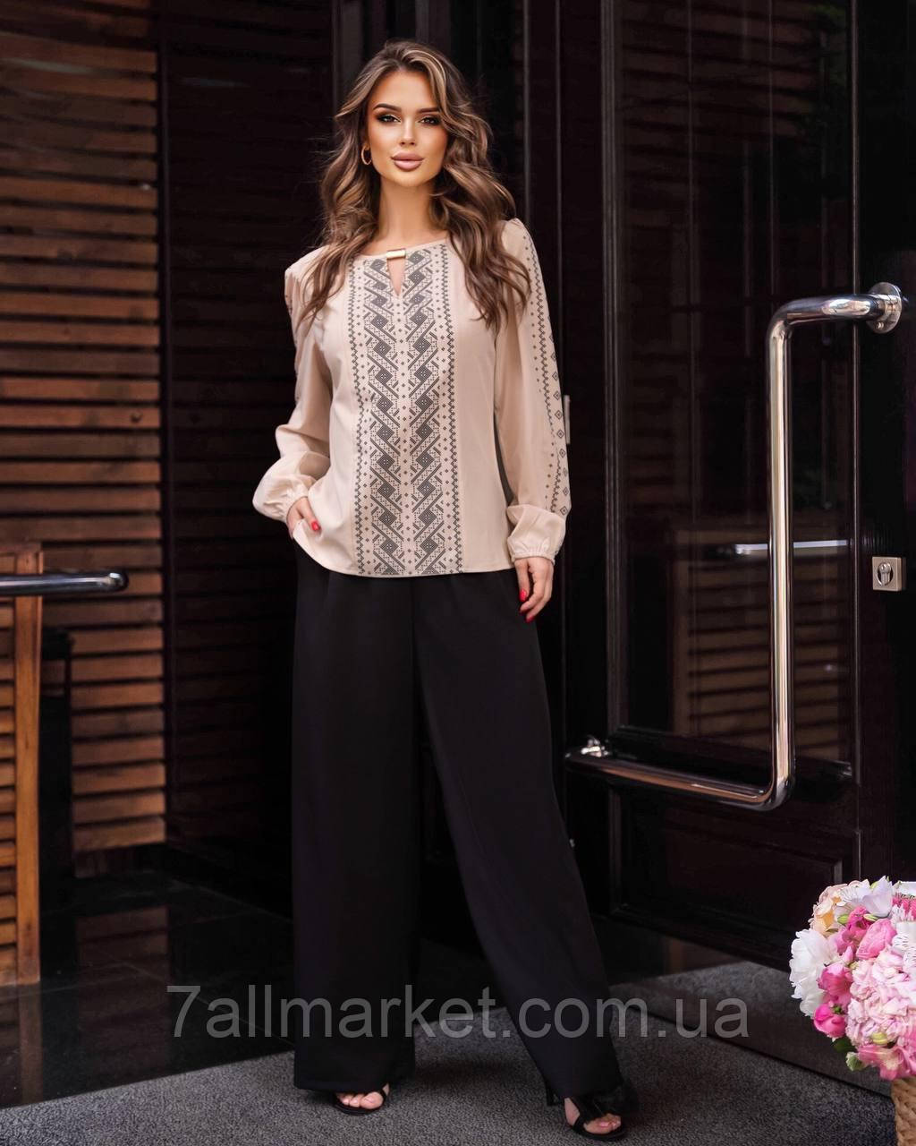 Блуза вишиванка жіноча софт р:42-48 (2кв) "LARA" недорого від прямого постачальника