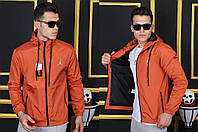 Чоловіча ветровка з плащової тканини Jordan, Куртка кельми помаранчева, плащівка на змійці з капюшоном. Чоловічий одяг