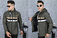 Чоловіча ветровка з плащової тканини CAT Khaki, Куртка кельми Хакі, плащівка на змійці з капюшоном. Чоловічий одяг