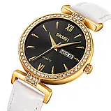 Жіночий кварцовий годинник Skmei 2090GDBKWT Gold Black-White, фото 2