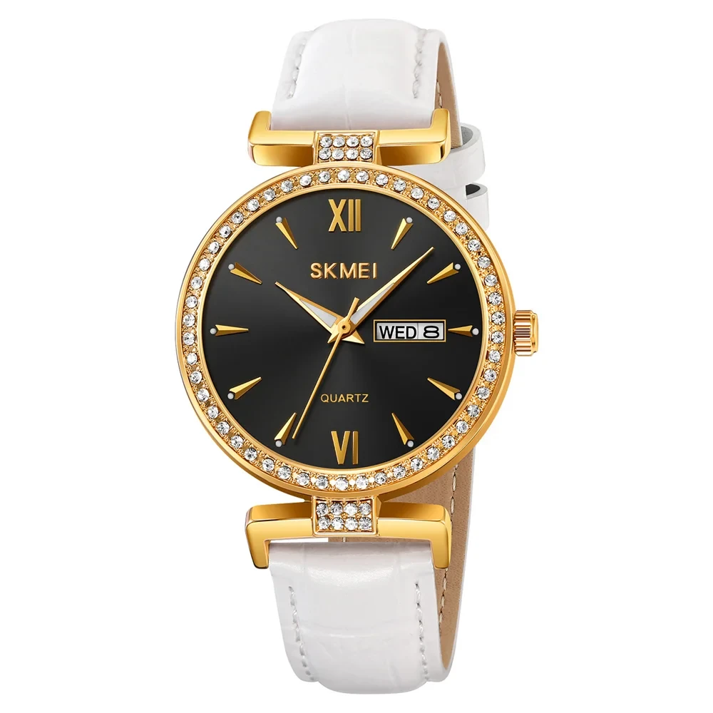 Жіночий кварцовий годинник Skmei 2090GDBKWT Gold Black-White, фото 1