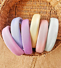 Обручи для волосся пластік/ текстиль 3 см 6 шт/уп КОЛЬОРОВІ