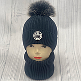 М 90060 Комплект для хлопчика: шапка на флісі з помпоном "BOY" і хомут, 3-10 років, різні кольори, фото 5