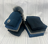 М 90060 Комплект для хлопчика: шапка на флісі з помпоном "BOY" і хомут, 3-10 років, різні кольори, фото 7