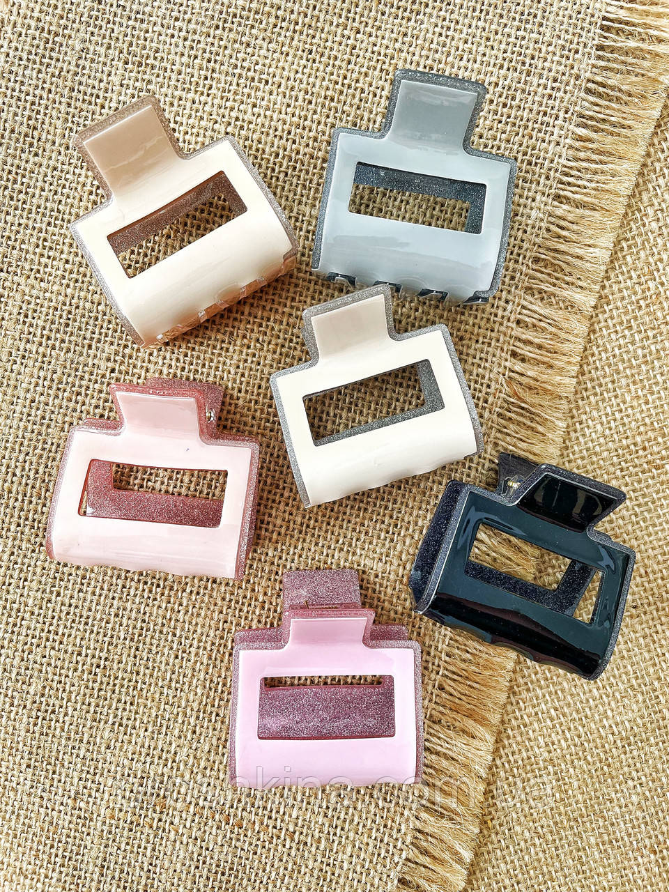 Краби для волосся 5*5 см 6 шт/уп ФРАНЦУЗЬКИЙ ПЛАСТИК, фото 1