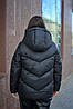 Зимова чорна молодіжна коротка куртка пуховик з капюшоном, чорна молодіжна коротка куртка з хутром, фото 2