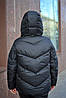 Зимова чорна молодіжна коротка куртка пуховик з капюшоном, чорна молодіжна коротка куртка з хутром, фото 3