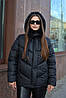Зимова чорна молодіжна коротка куртка пуховик з капюшоном, чорна молодіжна коротка куртка з хутром, фото 4