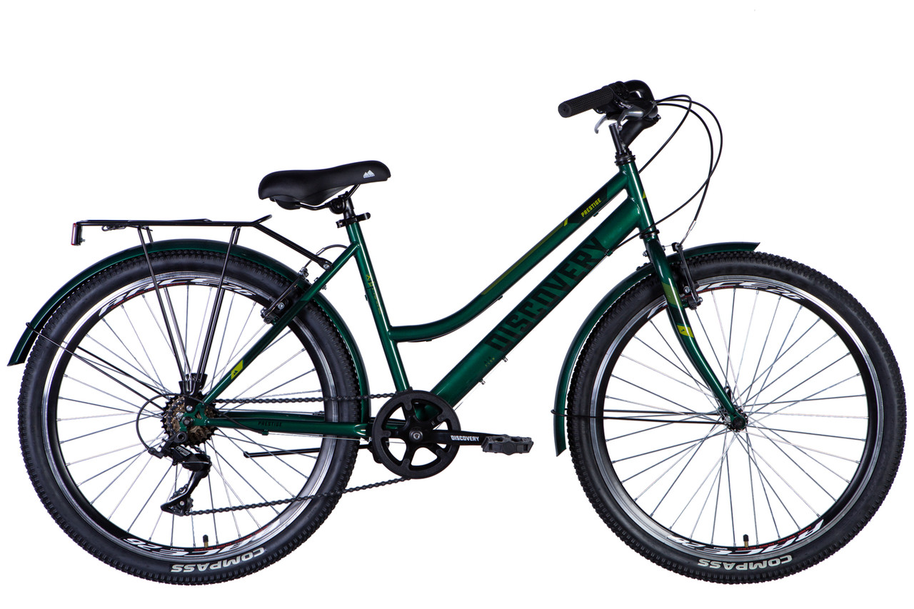 Велосипед сталь 26" Discovery PRESTIGE WOMAN Vbr рама-17" зелений з багажником задн St з крилом St 2024
