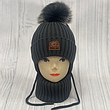 М 90057 Комплект для хлопчика: шапка на флісі з вушками і помпоном і хомут, 1-5 років, різні кольори, фото 5