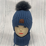 М 90057 Комплект для хлопчика: шапка на флісі з вушками і помпоном і хомут, 1-5 років, різні кольори, фото 6