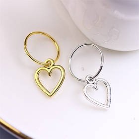 Пірсинг кільця з декором "Серце" металеві прикраси для афрокос аксесуари для зачісок дред Сріблясте