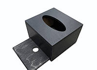 Квадратная салфетница с выдвижной крышкой 13х13х9 см, диспенсер для салфеток черный