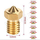 Сопло E3D V6 з різьбою М6X1 для 3D-принтерів / Сопла для 3Д принтера, латунь, фото 3