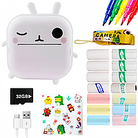 Фотоапарат з миттєвим друком дитяча цифрова фотокамера фотоапарат для малюків фотопринтер кролик