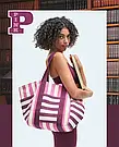 Пляжна Сумка Шоппер Victoria's Secret PINK Canvas Tote Stripe, Різнокольорова у смужку, фото 4