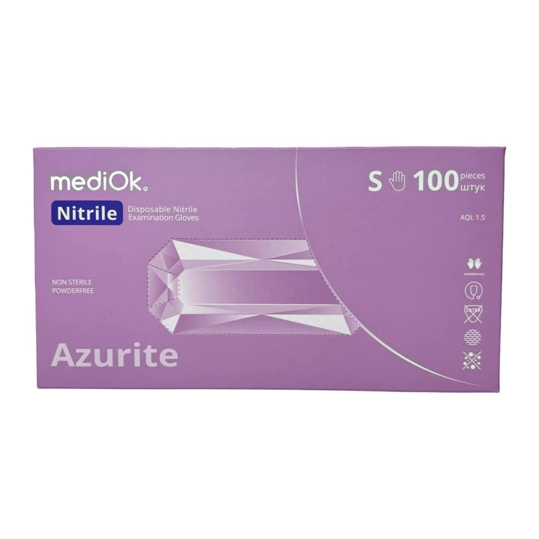 Рукавички одноразові нітрилові без пудри лілові Azurite Mediok 100 шт, 3,8 грам розмір S