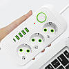 Мережевий фільтр 2500Вт, 2м, (3×220В+4×USB+1×Type-C) F09U, Білий / Подовжувач з USB / Переноска розетка з USB, фото 5