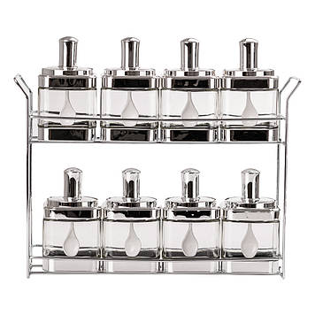 Банки для сипучих продуктів набір з 8 шт скляні ємності для зберігання з кришкою і ложкою HP531FS1034Y