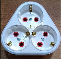 Розетка потрійна з заземленням (трійник) в один підрозетний внутрішня AY-KA